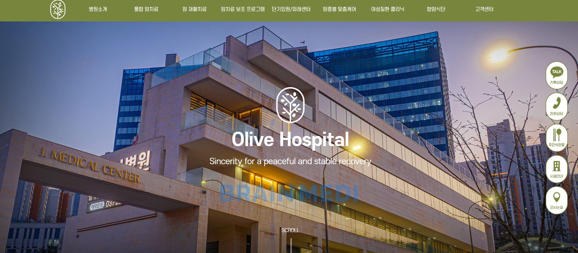 요양병원홈페이지제작 예시 올리브병원